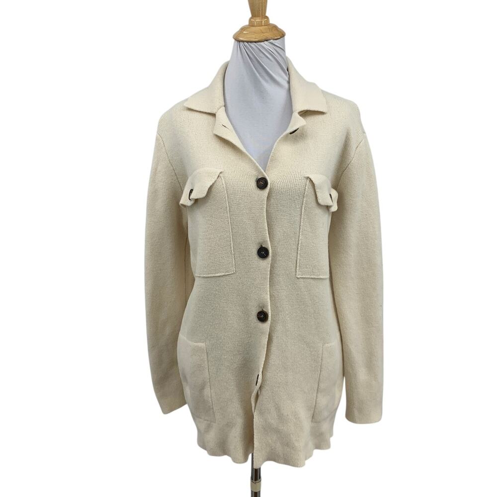 Roberto Collina Cardigan Womens S Small Cream Wool Button Front Pockets Italy